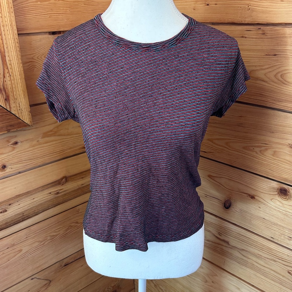 Brandy Melville Striped Baby Tee Red Blue Size Small Medium Retro Y2K Cute Ditsy